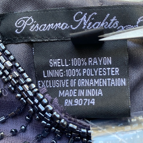 Pisarro Nights NWT Beaded Cap Sleeve Cocktail Dress Slate Purple Lined Size 2 - Picture 11 of 16